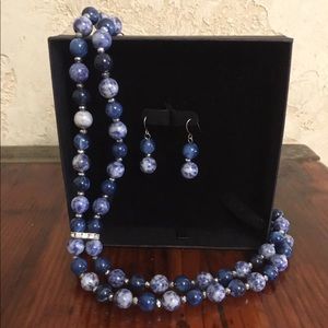 Blue lapis necklace and earrings set